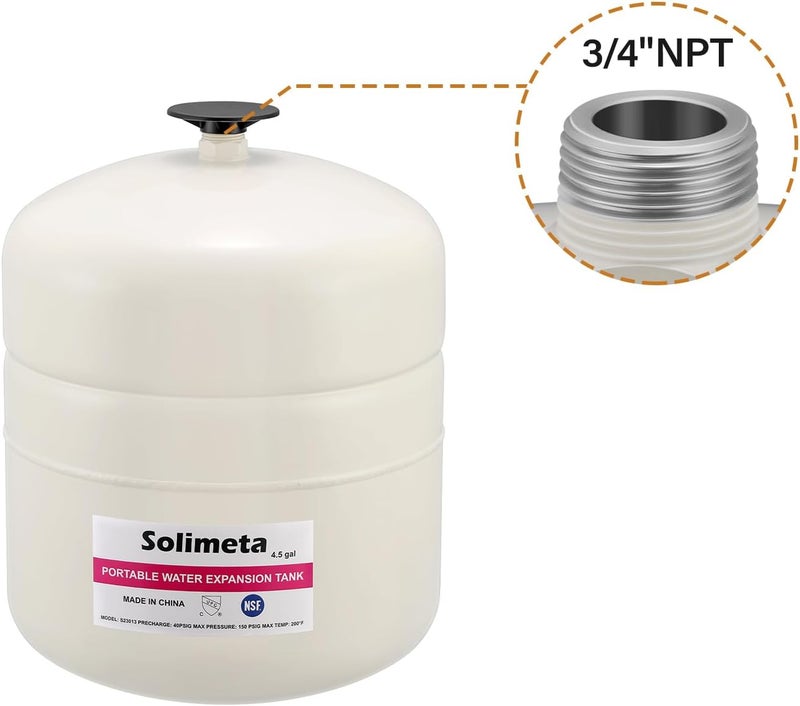 Solimeta 4.5 Gallon Potable Water Expansion Tank With Adjustable Wall Mounting Bracket - Image 2